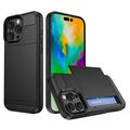 iPhone 16 Pro Max Hybridikotelo Liukuvalla Korttitelineellä - Musta
