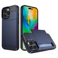 iPhone 16 Pro Max Hybridikotelo Liukuvalla Korttitelineellä - Tummansininen