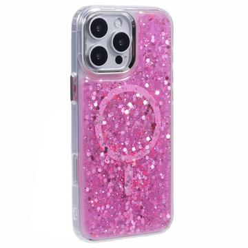 iPhone 16 Pro Max MagSafe-yhteensopiva kimalteleva epoksikotelo - Kuuma Pinkki
