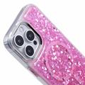 iPhone 16 Pro Max MagSafe-yhteensopiva kimalteleva epoksikotelo - Kuuma Pinkki