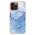 iPhone 16 Pro Max Marble Pattern Galvanoitu TPU-Suojakotelo - Sininen