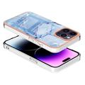 iPhone 16 Pro Max Marble Pattern Galvanoitu TPU-Suojakotelo - Sininen