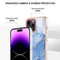 iPhone 16 Pro Max Marble Pattern Galvanoitu TPU-Suojakotelo - Sininen