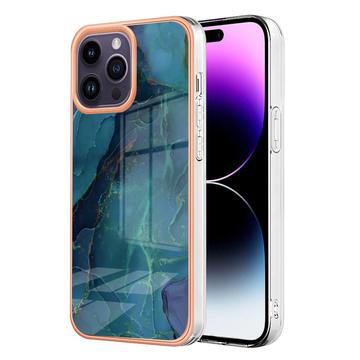 iPhone 16 Pro Max Marmorikuvio Galvanoitu TPU-Suojakotelo - Vihreä