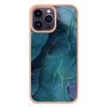 iPhone 16 Pro Max Marmorikuvio Galvanoitu TPU-Suojakotelo - Vihreä