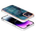 iPhone 16 Pro Max Marmorikuvio Galvanoitu TPU-Suojakotelo - Vihreä
