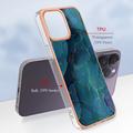 iPhone 16 Pro Max Marmorikuvio Galvanoitu TPU-Suojakotelo - Vihreä
