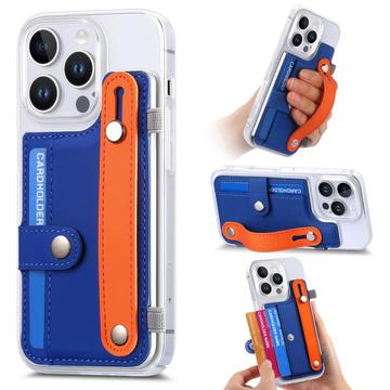 iPhone 16 Pro Max muovikotelo CY1 - Korttipaikka, Ranneke, Jalusta - tummansininen