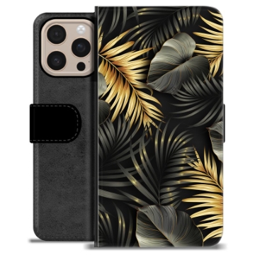 iPhone 16 Pro Max Premium Lompakkokotelo - Kultaiset Lehdet