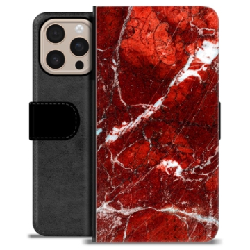 iPhone 16 Pro Max Premium Lompakkokotelo - Punainen Marmori