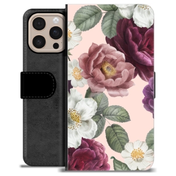 iPhone 16 Pro Max Premium Lompakkokotelo - Romanttiset Kukat