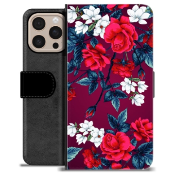 iPhone 16 Pro Max Premium Lompakkokotelo - Vintage Kukat