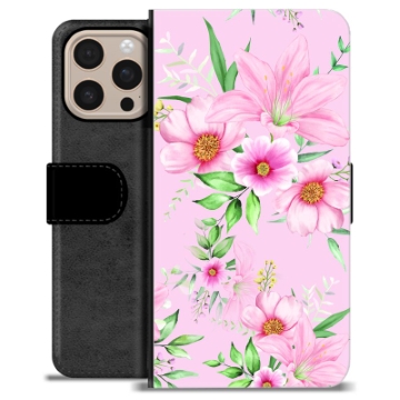 iPhone 16 Pro Max Premium Lompakkokotelo - Vesiväriset Kukat