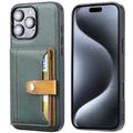 iPhone 16 Pro Max Retro Style Kotelo Lompakolla - Vihreä