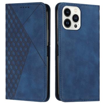 iPhone 16 Pro Max Rhombus kuvio lompakkokotelo magneettisuljin - sininen