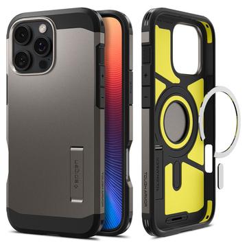 iPhone 16 Pro Max Spigen Tough Armor Mag Suojakuori - Asemetallin Harmaa