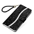 iPhone 16 Pro Max Tyylikäs Glitter lompakkokotelo - musta