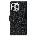 iPhone 16 Pro Max Tyylikäs Glitter lompakkokotelo - musta