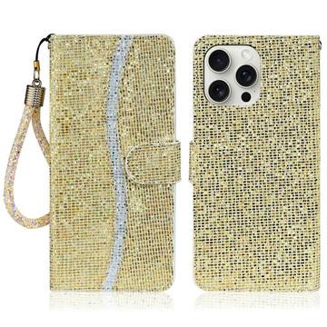 iPhone 16 Pro Max Tyylikäs Glitter lompakkokotelo - kultainen