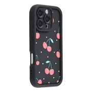 iPhone 16 Pro Max Tyylikäs iskunkestävä TPU-kotelo jossa on korotetut reunat - Musta / Kirsikat