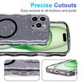 iPhone 16 Pro Max Wave-Edge Laser Glitter MagSafe Kotelo - Läpikuultava musta