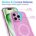 iPhone 16 Pro Max Wave-Edge Laser Glitter MagSafe Kotelo - Läpikuultava vaaleanpunainen