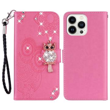 iPhone 16 Pro Pöllö strassi lompakko tapauksessa - Kuuma Pinkki