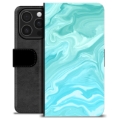 iPhone 16 Pro Premium Lompakkokotelo - Sininen Marmori