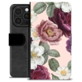 iPhone 16 Pro Premium Lompakkokotelo - Romanttiset Kukat