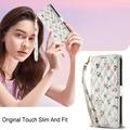 iPhone 16 Pro Rombinen kukkakuvioinen lompakkokotelo - Ruusut