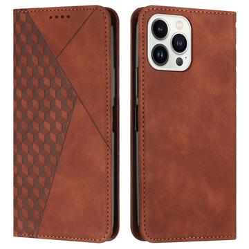 iPhone 16 Pro Rhombus kuvio lompakkokotelo magneettisuljin - ruskea