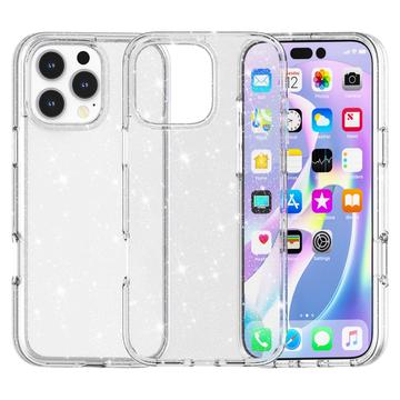 iPhone 16 Pro Stylish Glitter Series Hybridikotelo - Valkoinen