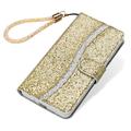 iPhone 16 Pro Tyylikäs Glitter lompakkokotelo - kultainen