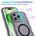 iPhone 16 Pro Wave-Edge Laser Glitter MagSafe kotelo - Läpikuultava musta