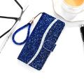 iPhone 16 Tyylikäs Glitter lompakkokotelo - sininen