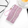 iPhone 16 Tyylikäs Glitter lompakkokotelo - vaaleanpunainen
