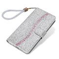 iPhone 16 Tyylikäs Glitter lompakkokotelo - hopea