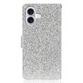 iPhone 16 Tyylikäs Glitter lompakkokotelo - hopea