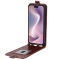 iPhone 16 Pystysuora Lompakkokotelo Korttipaikalla - Ruskea