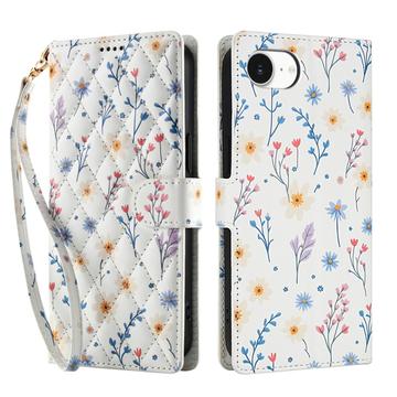 iPhone 16e Rombinen kukkakuvioinen lompakkokotelo