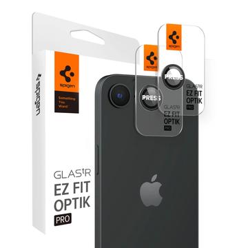 iPhone 16e Spigen Glas.tR Ez Fit Optik Pro Kameralinssin Panssarilasi - 9H - Musta
