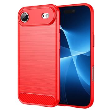 iPhone 17 Air Harjattu TPU Suojakuori - Hiilikuitu - punainen