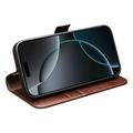 iPhone 17 Air Qialino Classic Lompakkomallinen Nahkakotelo - Tummanruskea
