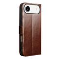 iPhone 17 Air Qialino Classic Lompakkomallinen Nahkakotelo - Tummanruskea