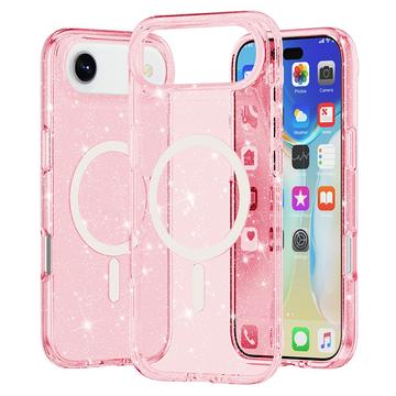 iPhone 17 Air Stylish Glitter Series Hybridikotelo - MagSafe-yhteensopiva - Pinkki