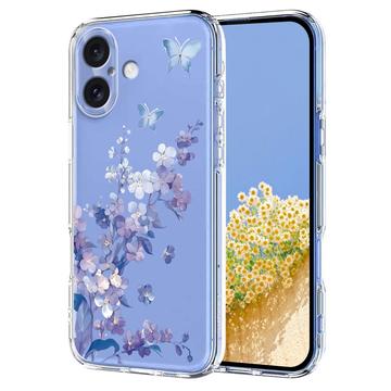 iPhone 17 Kukkakuvioinen TPU-kotelo - violetti