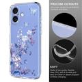 iPhone 17 Kukkakuvioinen TPU-kotelo - violetti
