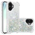 iPhone 17 Glitter Quicksand TPU kotelo - Hopea sydämet