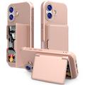 iPhone 17 Hybridikotelo - Piilotettu Peili ja Korttipaikka - Pinkki