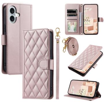 iPhone 17 Luxury tikattu lompakkokotelo - Ruusukulta